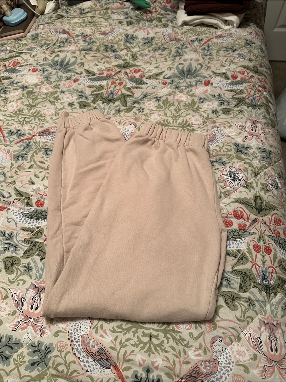 Brandy Melville Light Beige Elastic-Waist Sweatpants